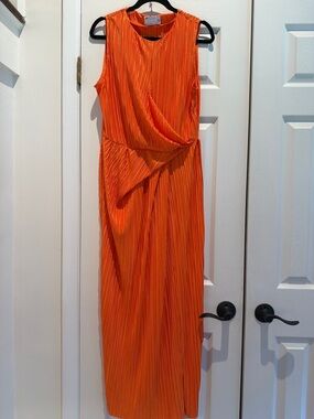 ASOS Orange Pleated Sleeveless Maxi Dress